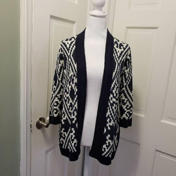 Talbots Diamond Pattern Open Front Cardigan Lightweight size MP - Picture 1 of 8